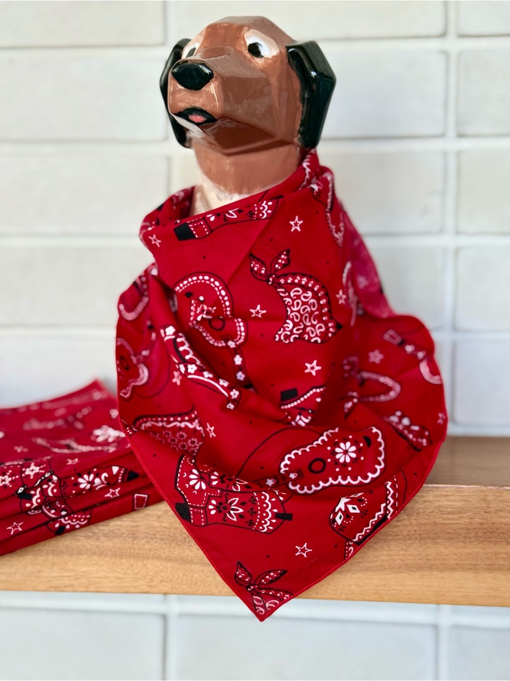 Cowboy Western Bandana Set * 5 Cotton * Red Cowboy Boots Hats Guitar